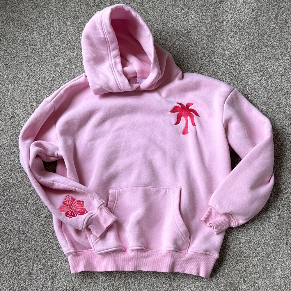Pink Hoodie with Palm Tree Design